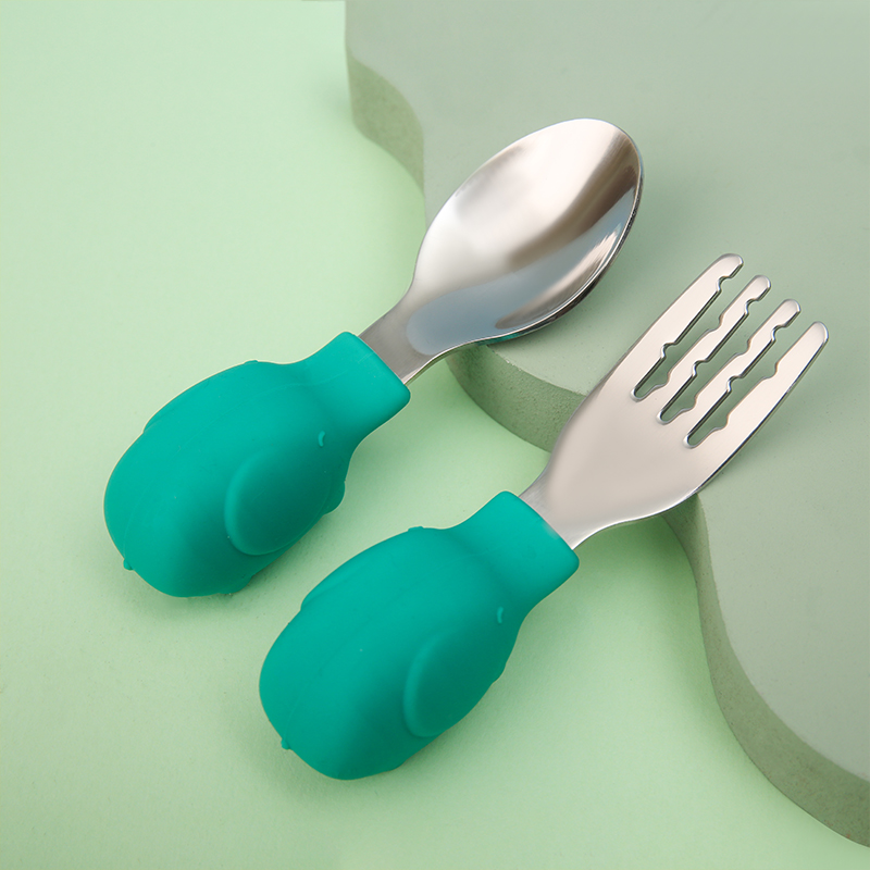 Baby Food Utensils Set - 赤ちゃん用食器セット,子供用道具,ステンレス製食器,漫画幼児用食品用カトラリー,スプーンフォーク