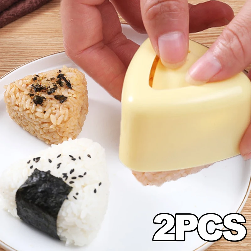 Baby Food Maker - 1/2個入り三角形プラスチック寿司型おにぎりライスボールフードプレスメーカー日本弁当ベビーライスボール型キッチンアクセサリー