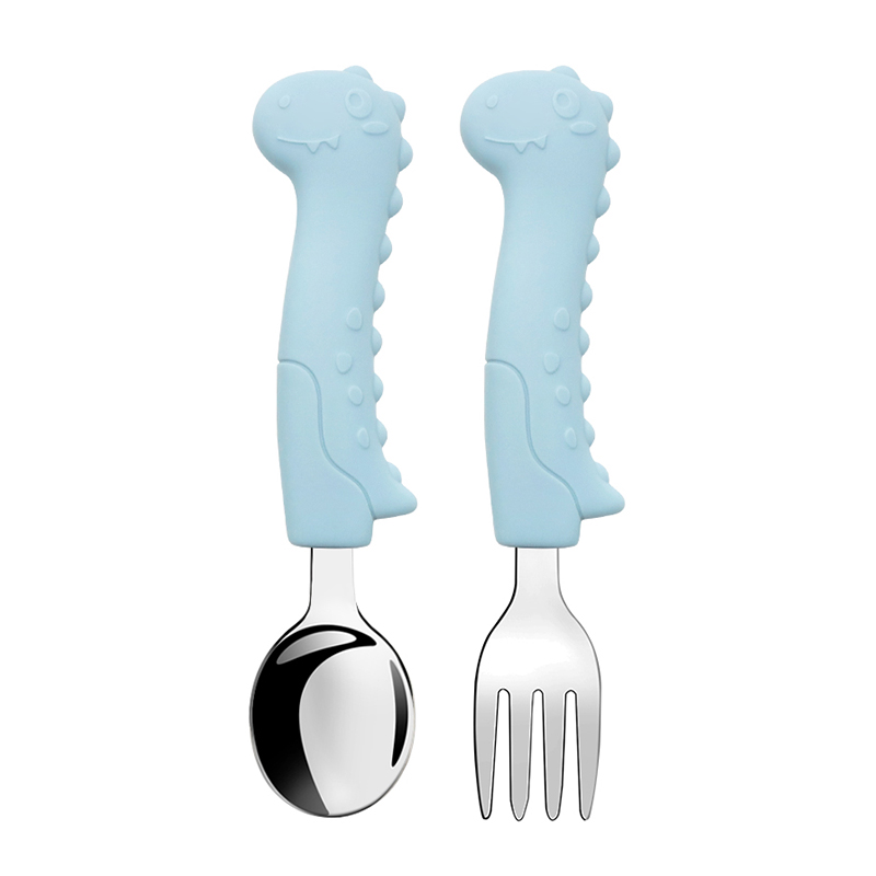 Baby Food Utensils Set - ベビー恐竜スプーンフォークセット 幼児用ステンレス製離乳食セット