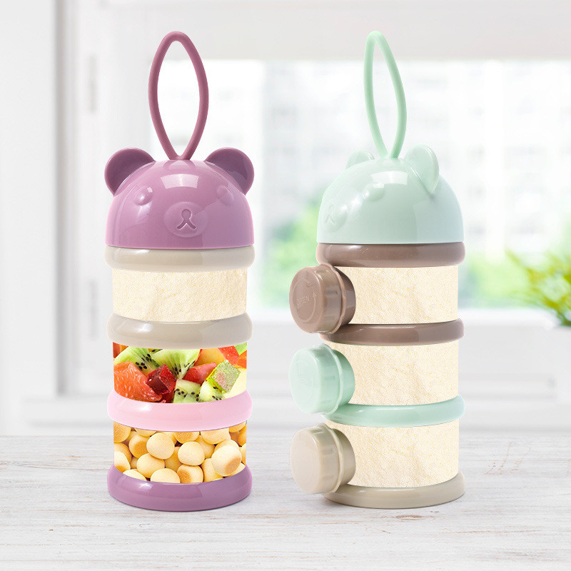 Baby Food Hero - 3/4 層ベアベビーミルクパウダーコンテナポータブル独立サイドオープニング幼児スナック収納ボックス旅行用給餌容器