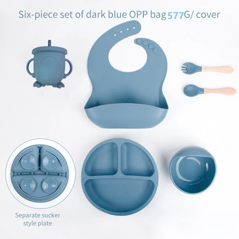 Baby Food Kit - 子供用シリコンミールセット、ベビートレーニングカトラリー、6個
