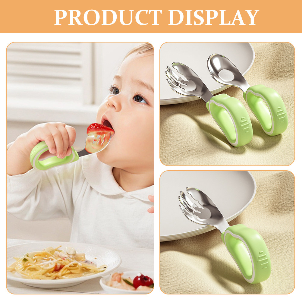 1セットの子供用トレーニングフォークとスプーン。食品衛生基準 - Baby Food Utensils Set のレビューと価格