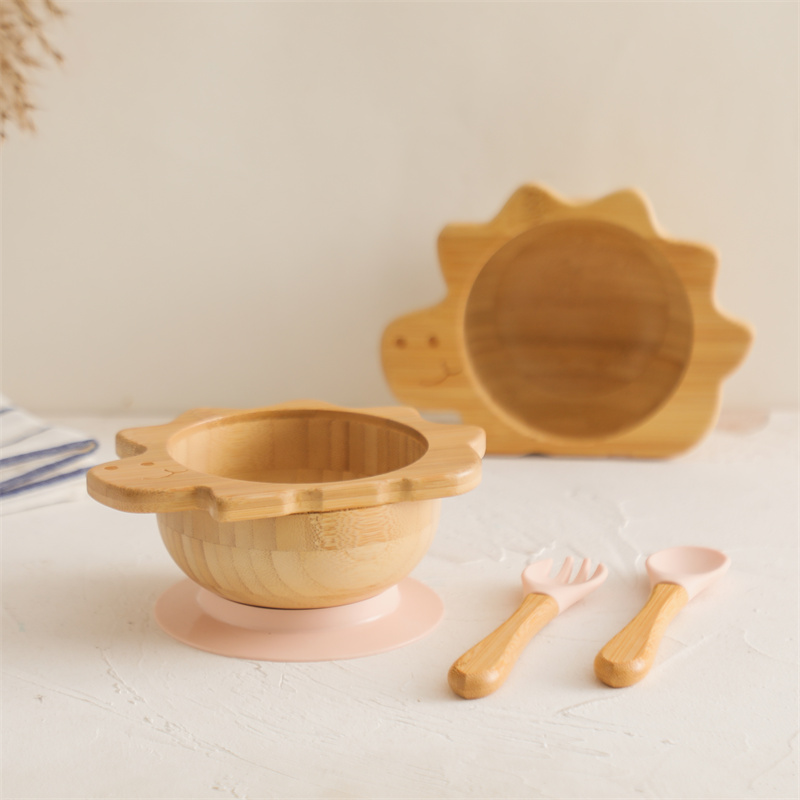 赤ちゃんの恐竜の食器,木製のプレート,ボウル,シリコン吸引, - Baby Food Kit のレビューと価格