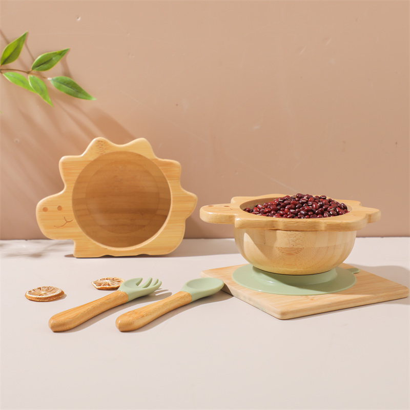 赤ちゃんの恐竜の食器,木製のプレート,ボウル,シリコン吸引, - Baby Food Kit のレビューと価格