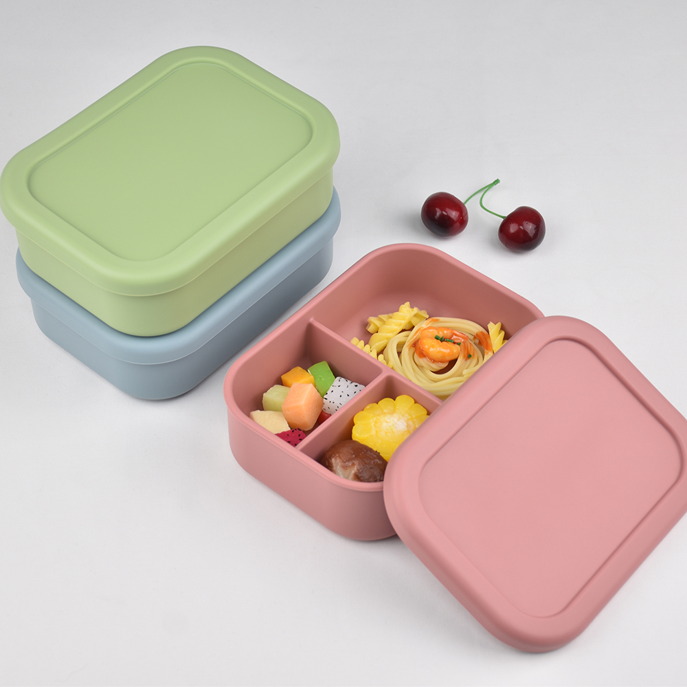 3つのコンパートメントに分かれた食品グレードシリコン製弁当箱 - Baby Food Hero のレビューと価格