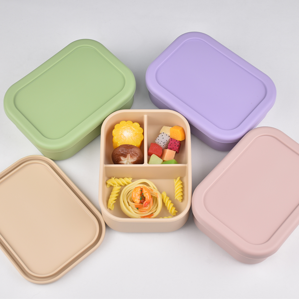 3つのコンパートメントに分かれた食品グレードシリコン製弁当箱 - Baby Food Hero のレビューと価格