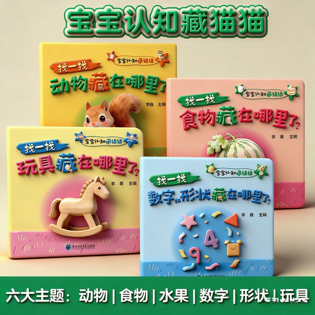 赤ちゃんの認知能力、隠れた猫、幼児の啓発、本のめくりめくり、 - Baby Food Age のレビューと価格