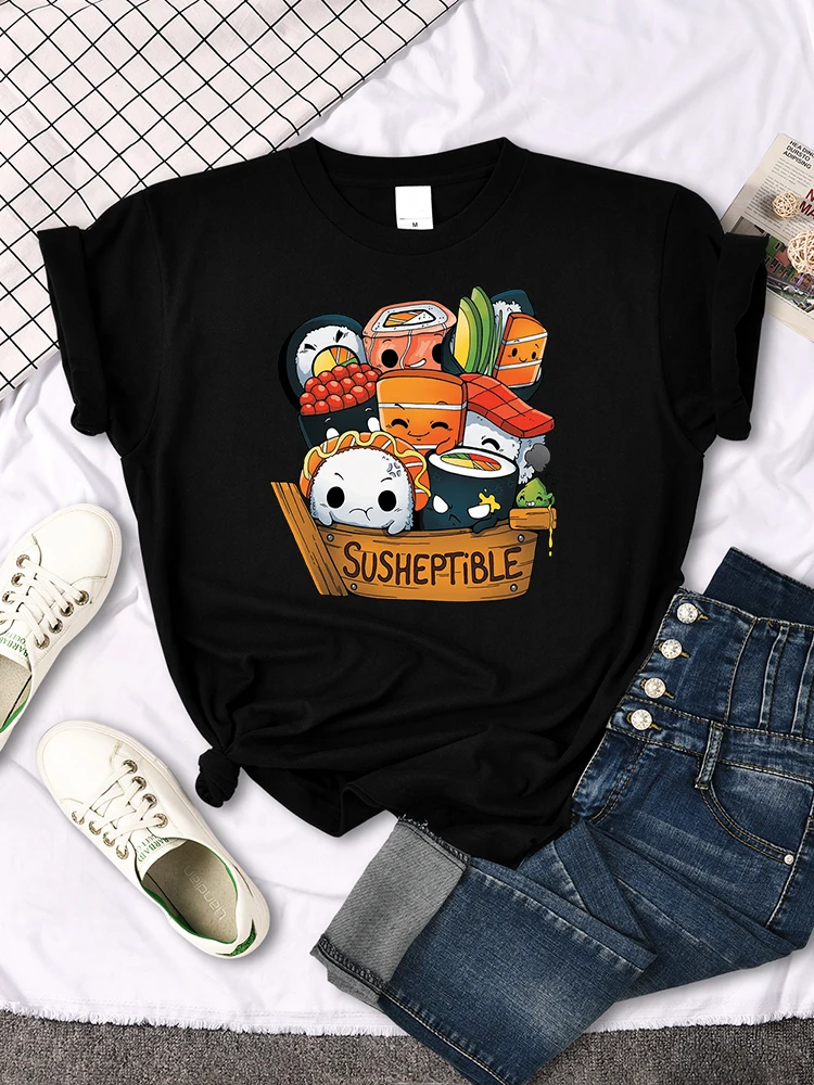女性用カワイイTシャツ,寿司スタイルのプリントTシャツ,夏の - Baby Food Age のレビューと価格