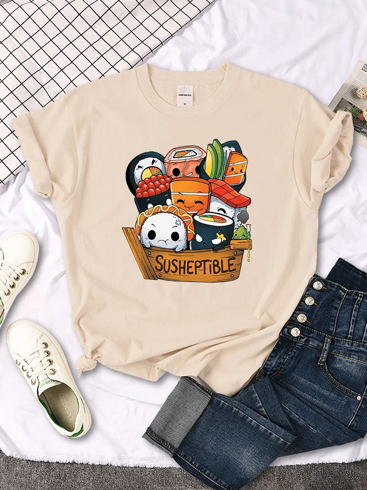 女性用カワイイTシャツ,寿司スタイルのプリントTシャツ,夏の - Baby Food Age のレビューと価格
