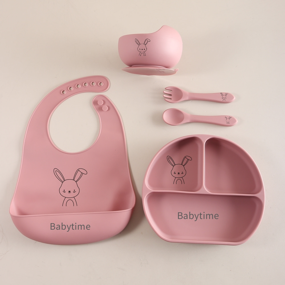 5点セットのベビー食器セット。食品グレードのシリコン製で、よ - Baby Food Utensils Set のレビューと価格