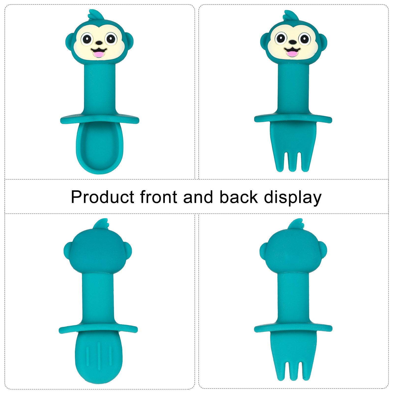 シリコン製ベビー用スプーンとフォークの2点セット。食品グレー - Baby Food Utensils Set のレビューと価格