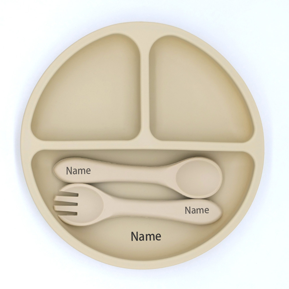 無料の名前印刷シリコン子供用食器給餌ボウルシリコンフォークス - Baby Food Utensils のレビューと価格