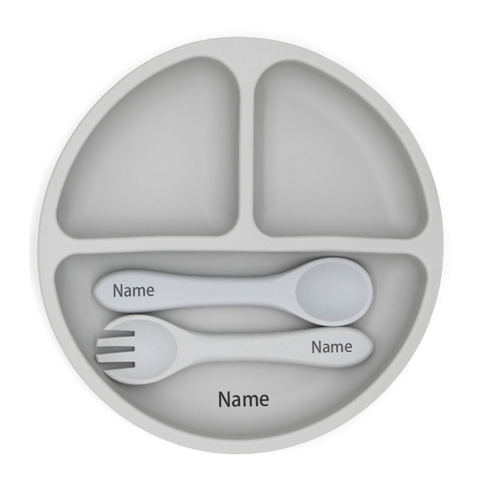 無料の名前印刷シリコン子供用食器給餌ボウルシリコンフォークス - Baby Food Utensils のレビューと価格