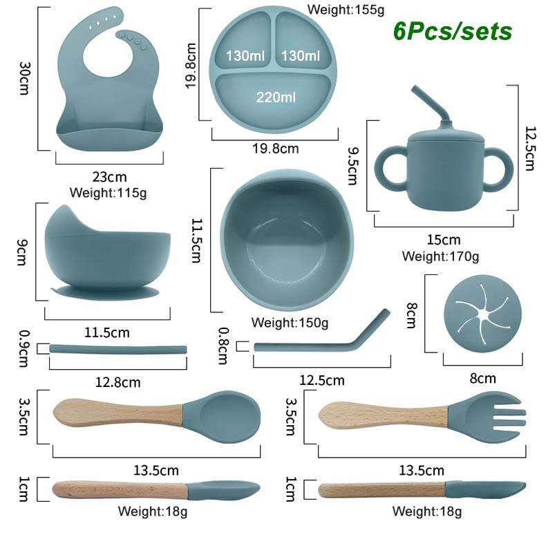 無料パーソナライズされた名前ベビー給餌セット 6 個シリコン - Baby Food Kit のレビューと価格