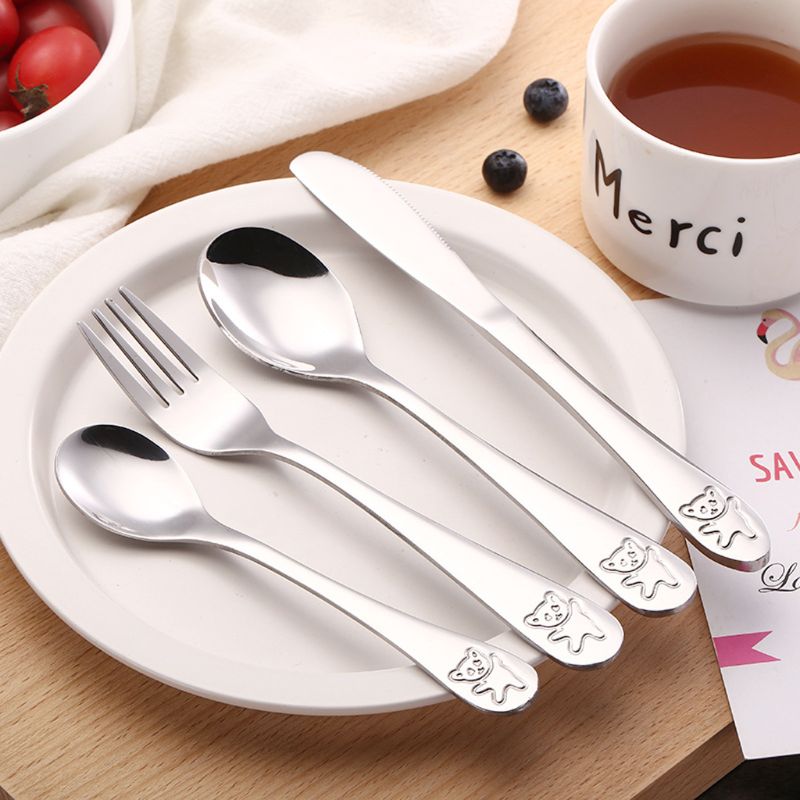 4 ピース/セットベビーティースプーンスプーン食品給餌フォー - Baby Food Utensils Set のレビューと価格