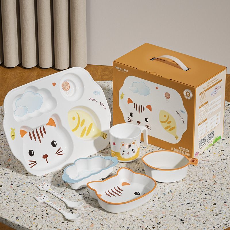 漫画の子猫の子供用食器ギフトボックスセット、子供用の特別な仕 - Baby Food Kitten のレビューと価格