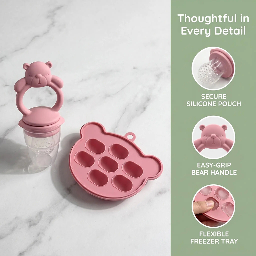ベビーフードフィーダー、シリコンベビーフルーツ補完食セット、 - Baby Food Age のレビューと価格