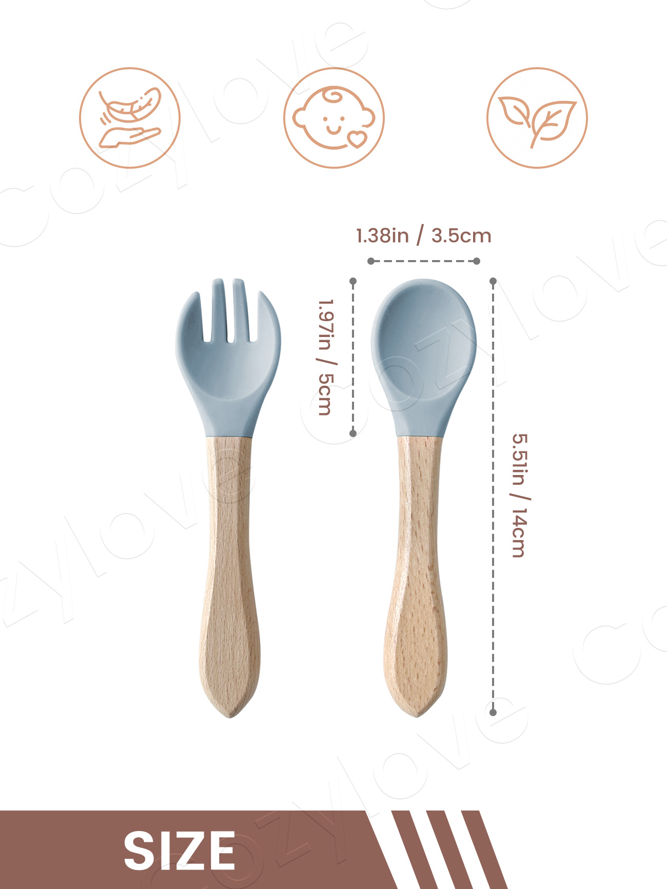 ベビーシリコンフォークスプーンセット、天然木製ハンドル付き幼 - Baby Food Utensils Set のレビューと価格